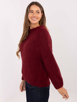 Bordeauxfarbener Oversize-Pullover in einfarbig.