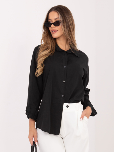 Czarna damska koszula z długim rękawem