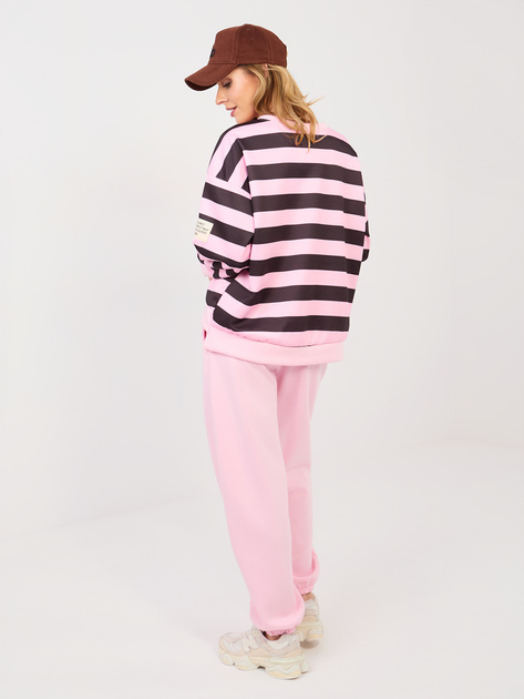 Różowo-czarny dresowy komplet ze spodniami typu jogger