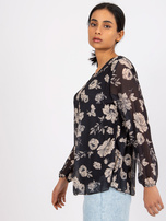 Czarno-beżowa plisowana bluzka Liana 