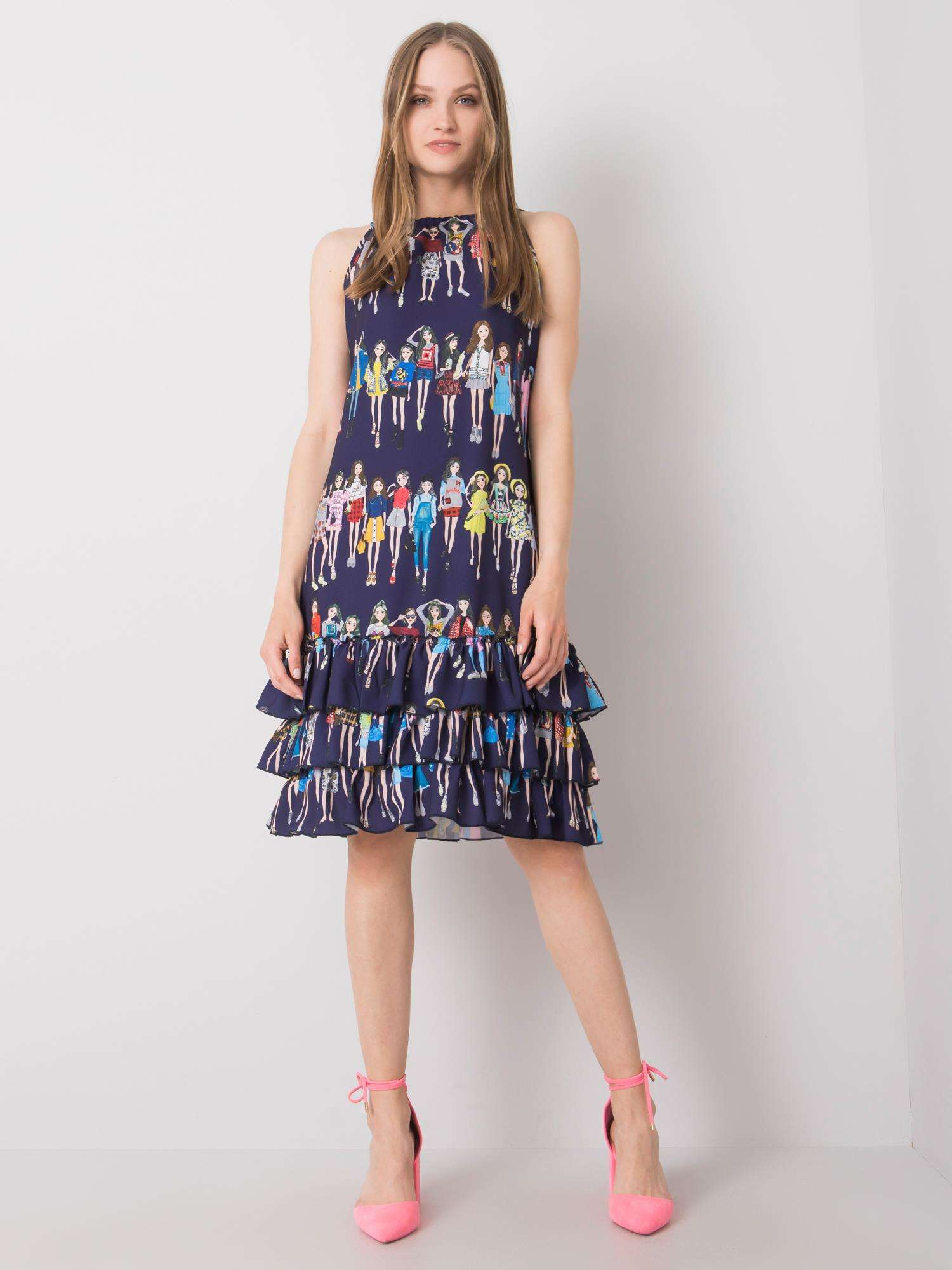Granatowa sukienka we wzory Mariangela RUE PARIS
