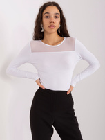 Hurt Biała bluzka longsleeve z wiskozy BASIC FEEL GOOD