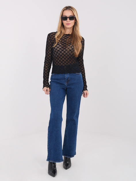 Czarna koronkowa bluzka z długim rękawem