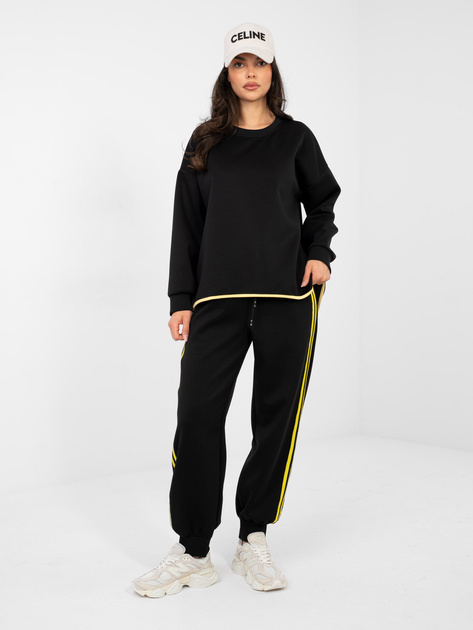 Czarny damski komplet ze spodniami typu jogger RUE PARIS