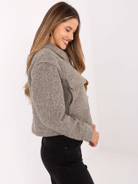 Szara kurtka boucle z kołnierzykiem SUBLEVEL