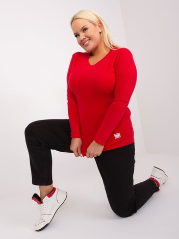 Hurt Czerwona bluzka plus size z okrągłym dekoltem