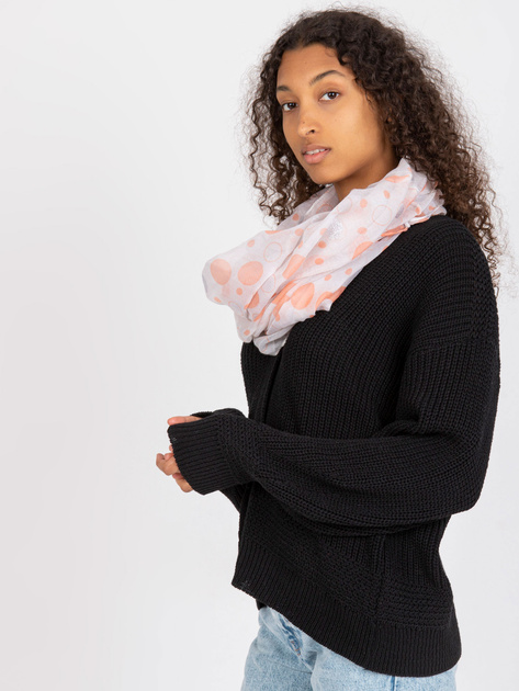 Jasnoszara chusta komin w błyszczące kropki