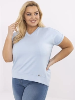 Jasnoniebieska bluzka plus size w jednolitym kolorze
