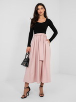 Pastel pink flared striped skirt.