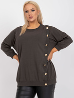 Khaki bluzka plus size z okrągłym dekoltem Brigitte 