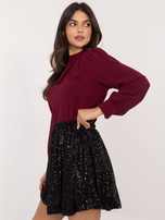 Hurtownia Czarna mini spódnica bombka z cekinami