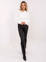 Biała koszulowa bluzka z wiązaniem