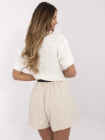 Hurt Beżowe damskie spódnico-spodenki z paskiem