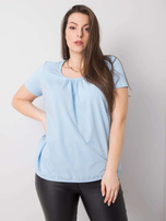 Šviesiai mėlyna plus size medvilninė bluzonė Celeste.
