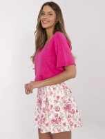 Hurt Fluo różowy dwustronny sweter z krótkim rękawem