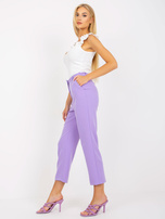 Fioletowe klasyczne spodnie z materiału 7/8 RUE PARIS