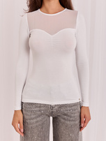 Hurt Weiße Basic-Bluse mit langen Ärmeln und rundem Ausschnitt BASIC FEEL GOOD.