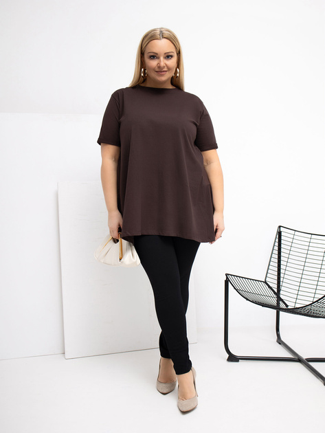 Czekoladowa bluzka plus size z krótkim rękawem