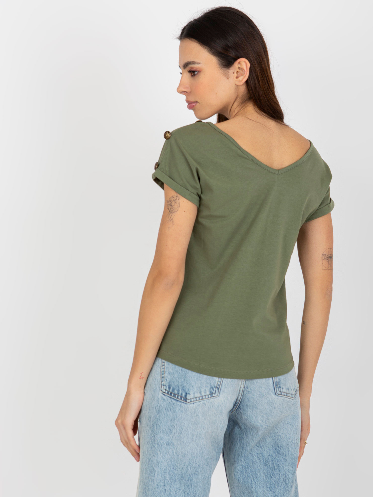 Hurtownia Khaki bluzka z guzikami na rękawach OCH BELLA