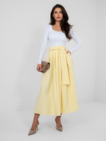 Pastelowa żółta garniturowa spódnica w paski