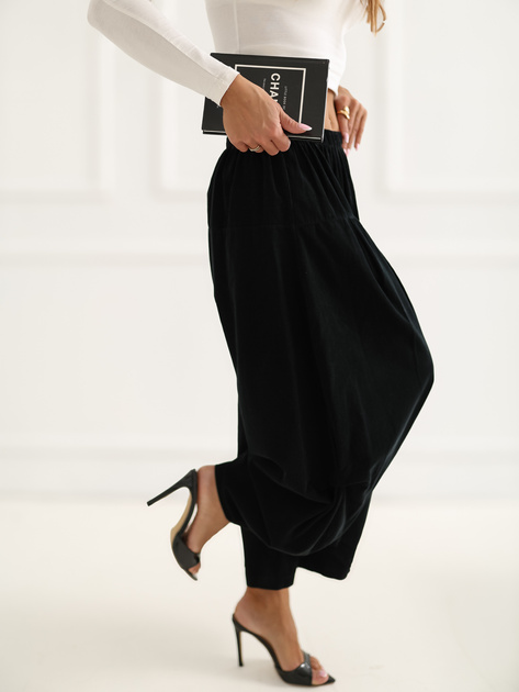 Czarne sztruksowe spodnie bez zapięcia