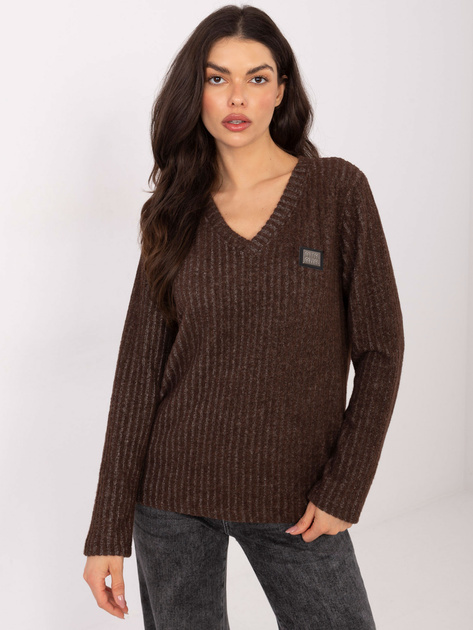 Brązowy damski sweter z miękkiej bawełny