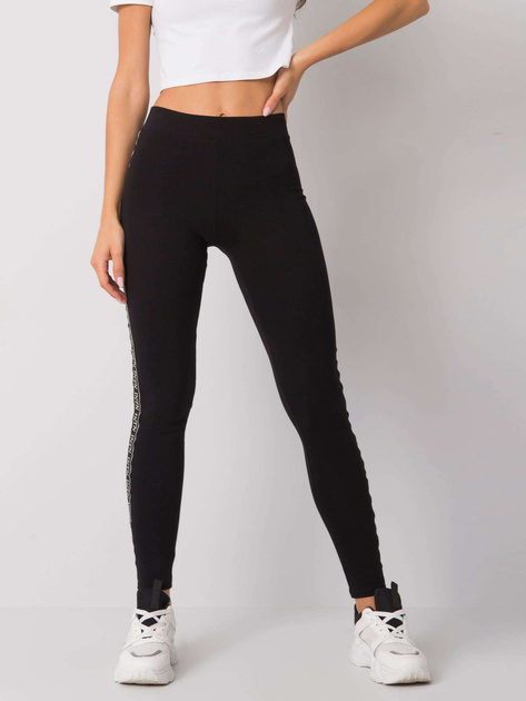 Czarno-srebrne legginsy z lampasami Akemi RUE PARIS