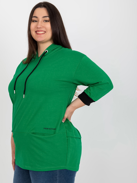 Hurt Zielona bawełniana bluza plus size z napisem