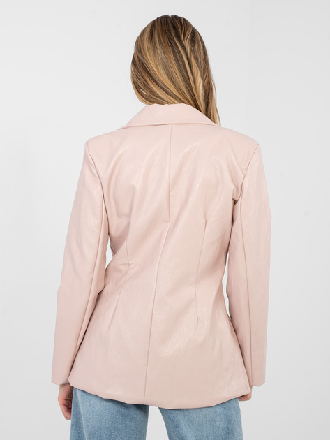Jasnoróżowa skórzana marynarka z podszewką RUE PARIS