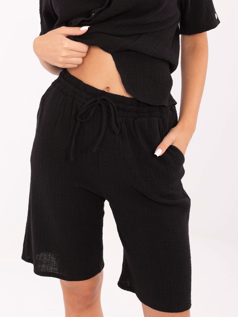 Czarny letni komplet z wiązanym paskiem