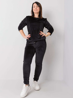 Czarny welurowy komplet plus size Jeanne