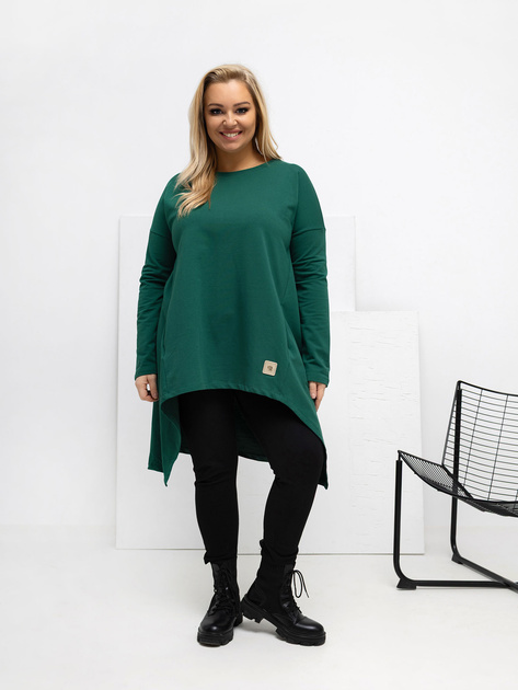 Ciemnozielona tunika plus size z dłuższym tyłem
