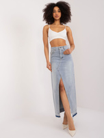 Hurt Jasnoniebieska długa spódnica jeansowa z rozcięciem