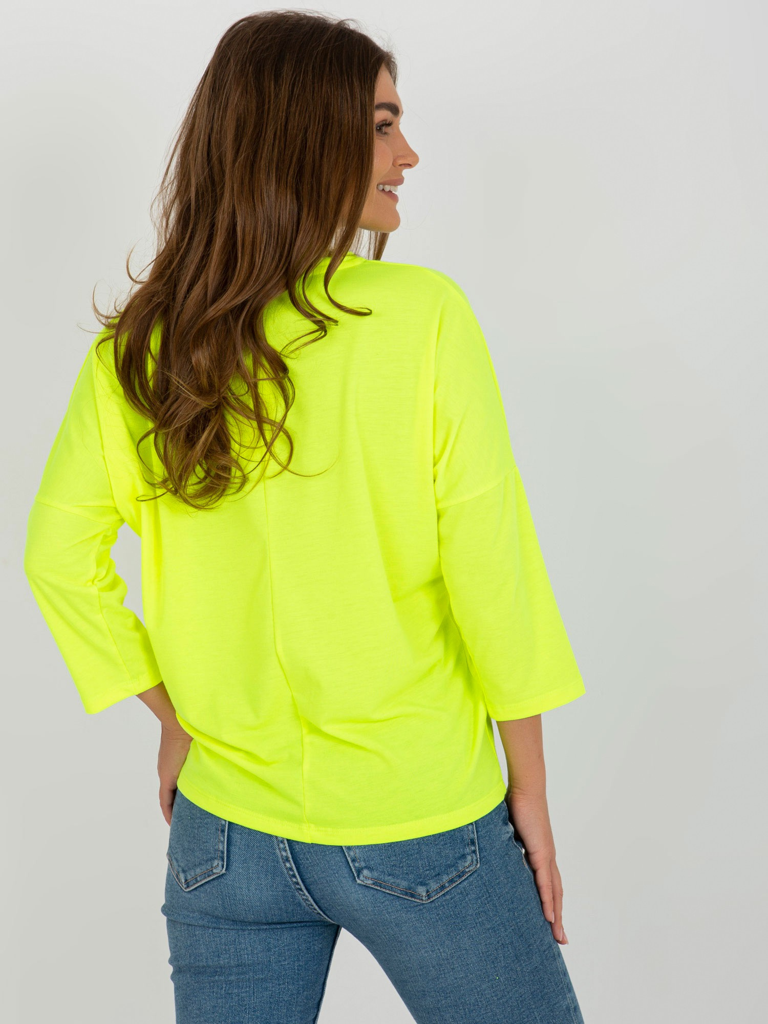 Fluo żółta damska bluzka basic z wiskozy
