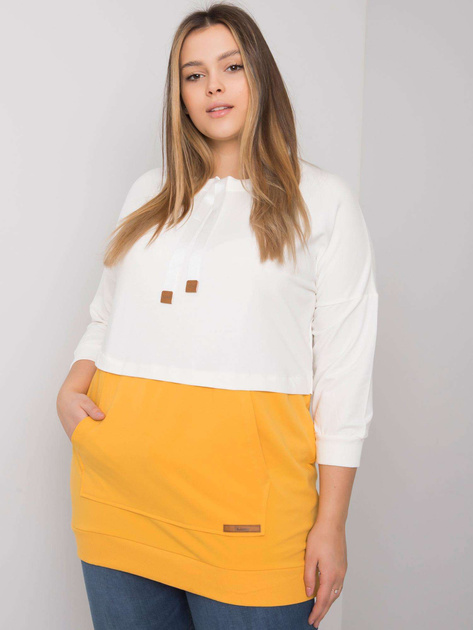 Ecru-żółta bluza plus size bez kaptura Sira