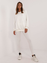 Hurt Ecru damski komplet dresowy z legginsami w prążek