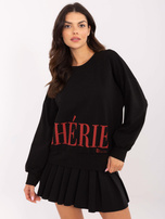 Hurtownia Czarna bawełniana bluza z napisem Cherie