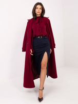 Bordowa koszula z bufiastym rękawem