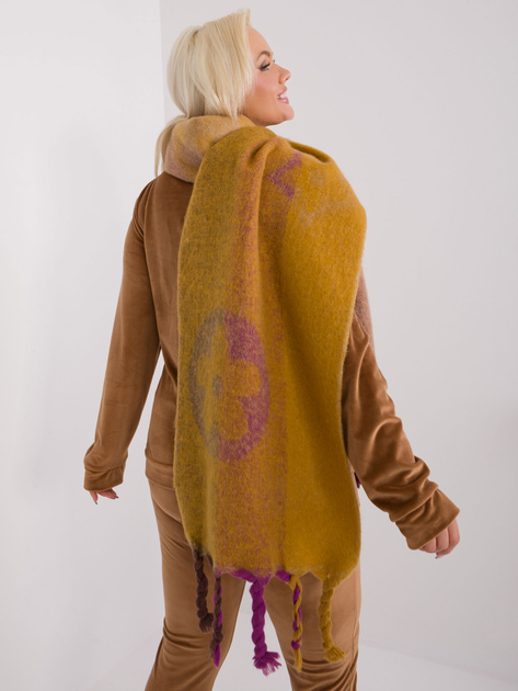 Hurtownia Ciemnożółty zimowy szal damski