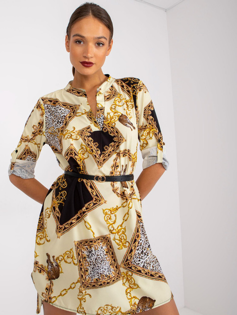 Żółta mini sukienka z printem Dolores