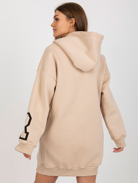 Hurtownia Beżowa mini sukienka dresowa z napisem