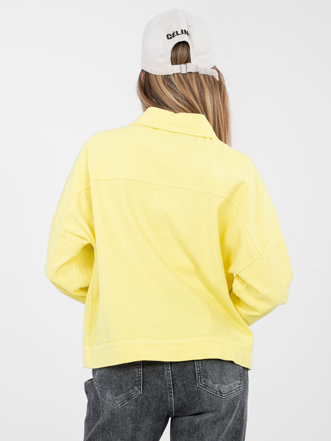 Żółta jeansowa kurtka z zapięciem na guziki RUE PARIS