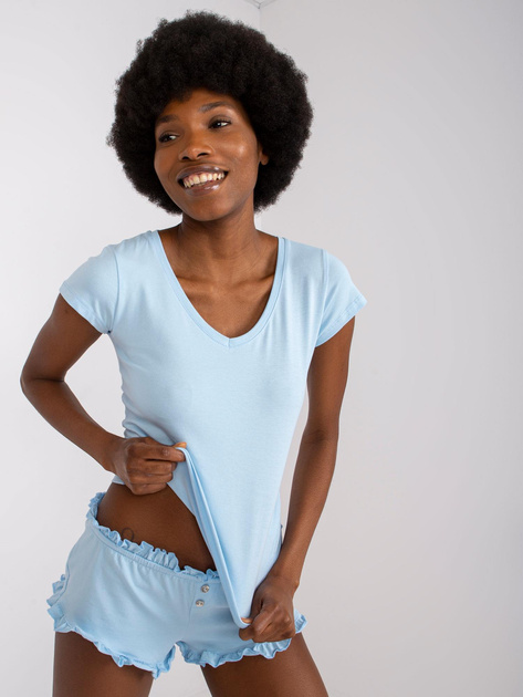 Jasnoniebieska piżama bawełniana Sabrina RUE PARIS