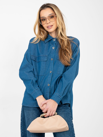 Niebieska jeansowa koszula z dłuższym tyłem