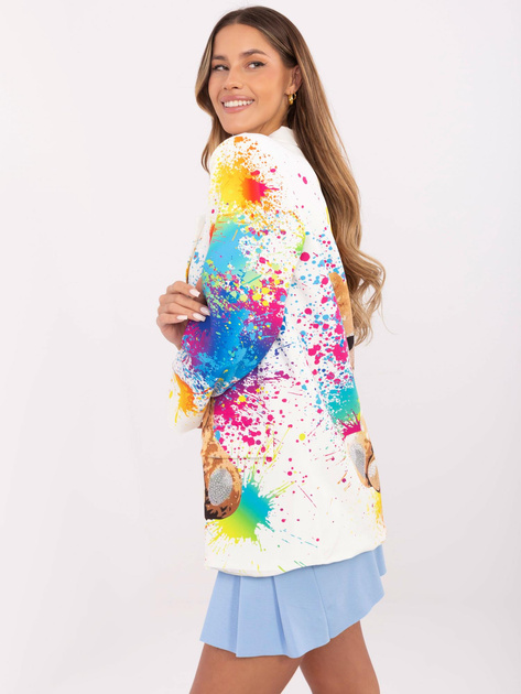 Hurt Kremowa jednorzędowa marynarka z nadrukiem misia