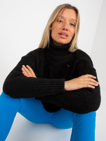 Hurt Czarny ażurowy sweter z golfem o kroju oversize RUE PARIS 