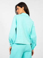 Turkusowa koszula z bufiastymi rękawami RUE PARIS  