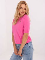 Różowy damski sweter ze ściągaczami