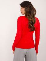 Hurt Jasnoczerwony sweter klasyczny we wzory