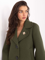 Khaki piankowy płaszcz z broszką RUE PARIS